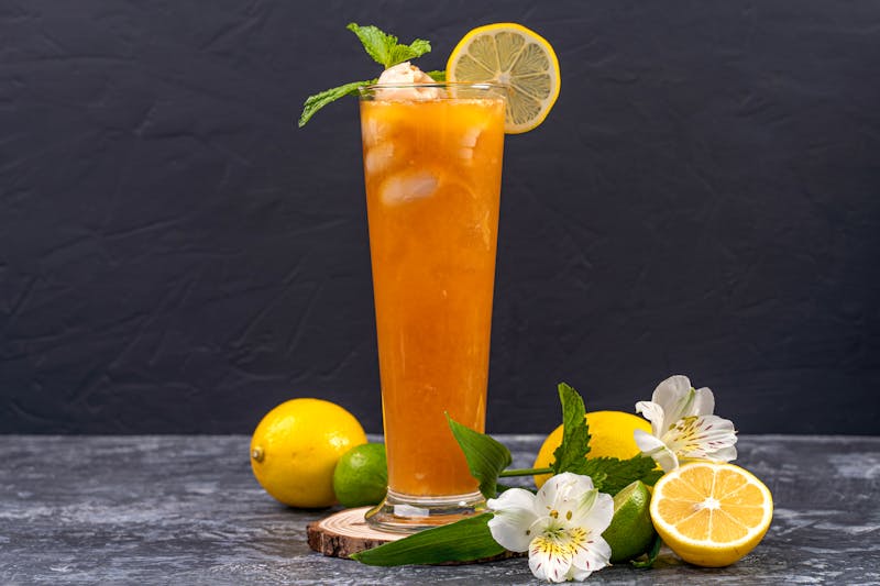 Fresh-brewed iced tea with lemon and mint